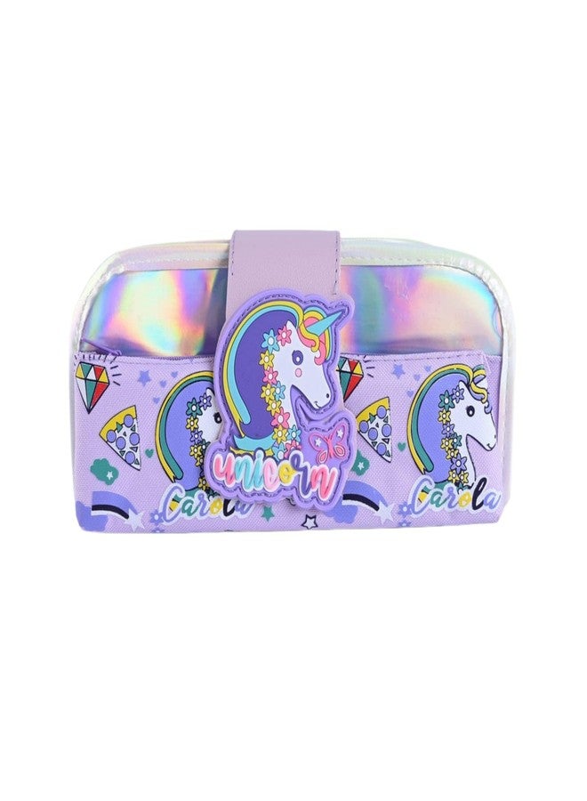 ARTLABEL Large Capacity Pencil Pouch Bag Stationery Organizer Case for School Boys, Girls & Teens (Purple Unicorn Pencil Case) - Image 1